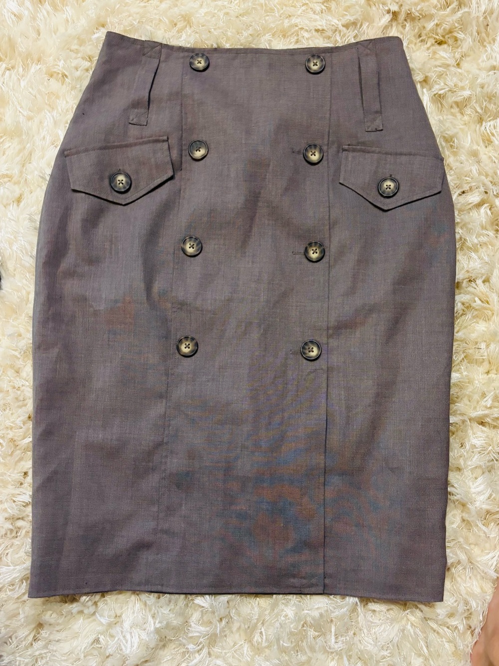 Pencil Midi Skirt with Belt Loops and Buttons